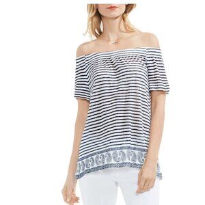 Two by Vince Camuto Womens Linen Striped Casual Top I Size: M